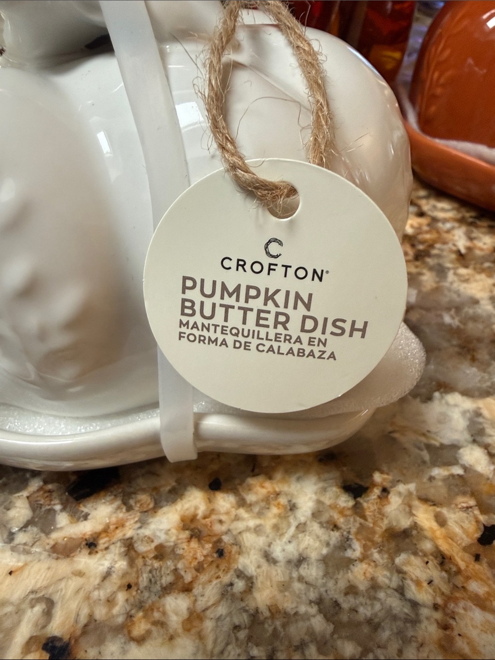 Crofton White Ceramic Pumpkin Butter Dish-NWT - Picture 3 of 9